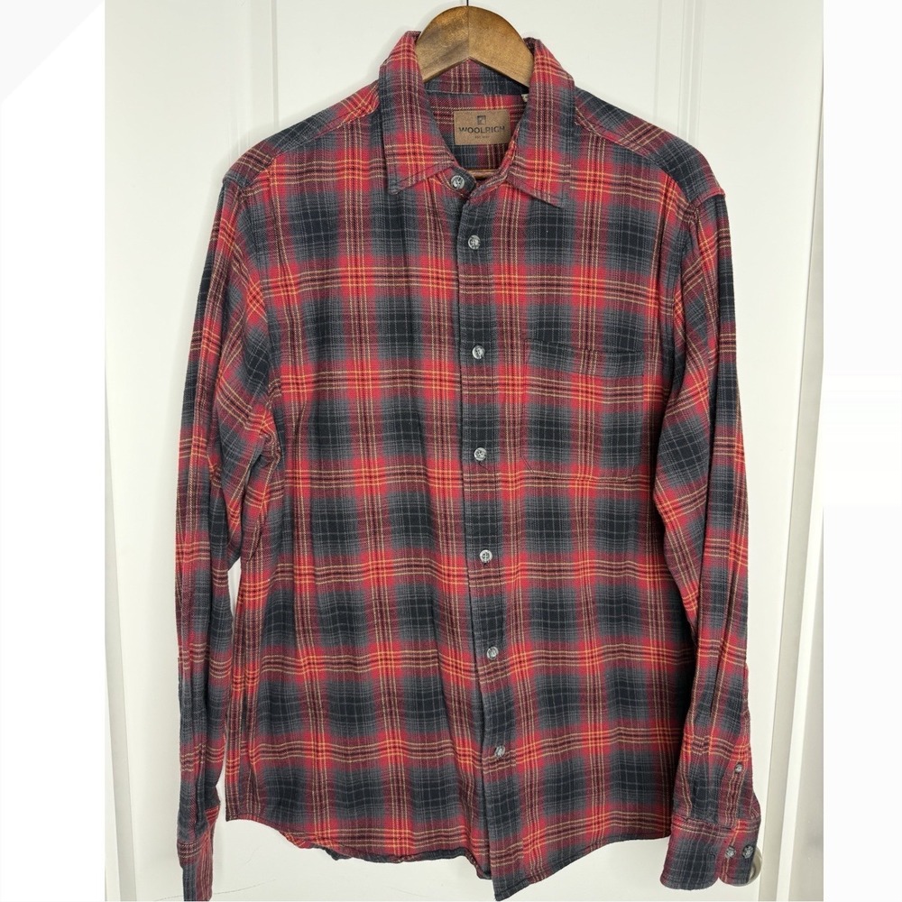 Vintage Woolrich 100% Cotton‎ Plaid Checkered Flannel Button Down Sz L